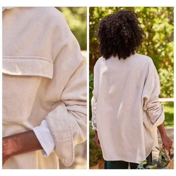 NWT Frank & Eileen Oversized McLoghlin Shirt Jacket Shacket in Natural size S - Picture 2 of 16